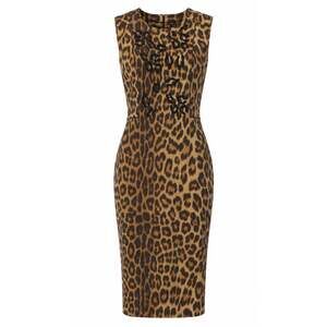 Blumarine Leopard Printed Wool Blend Embellished Bodycon Dress